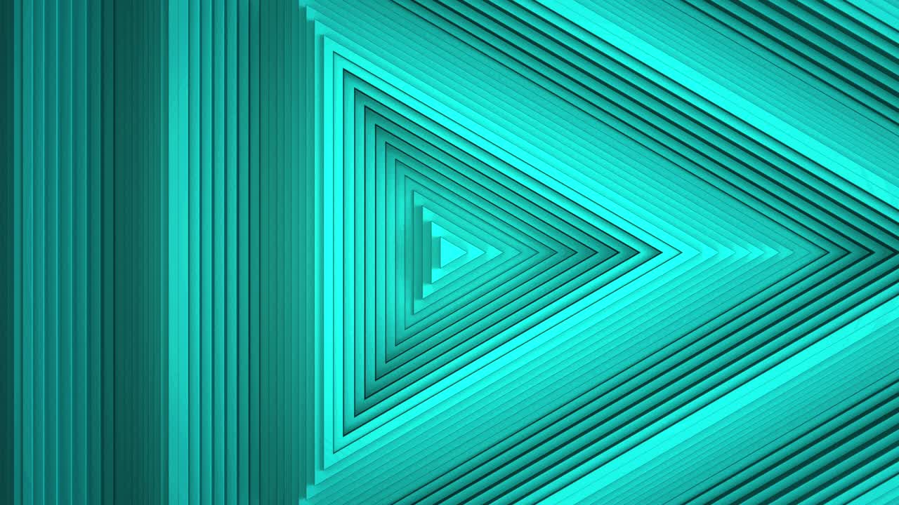 Sequential movement of the turquoise triangle rings. The concept of wave and motion. Minimalistic 3d business background. A game of shadows. The pattern