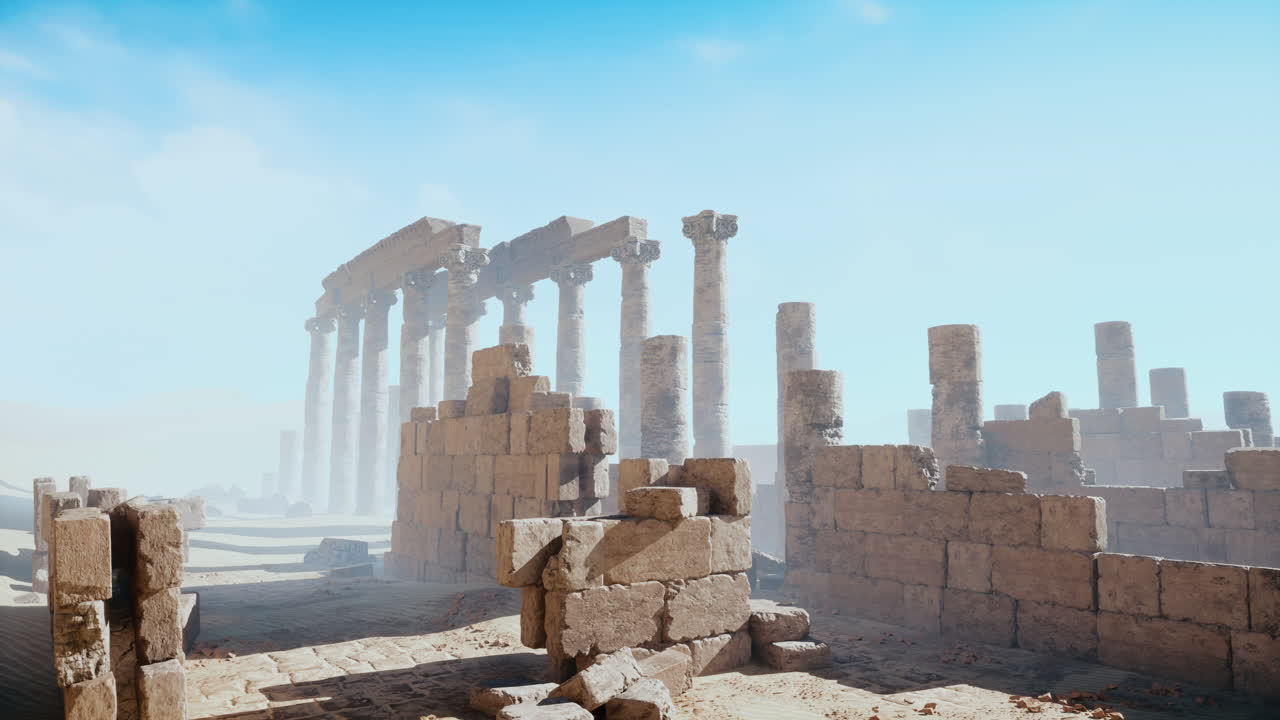 사막 에 있는 고대 유적 들