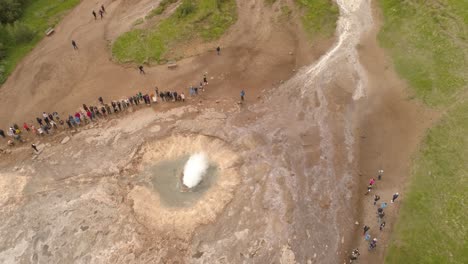 aerial view of strokkur geyser in iceland