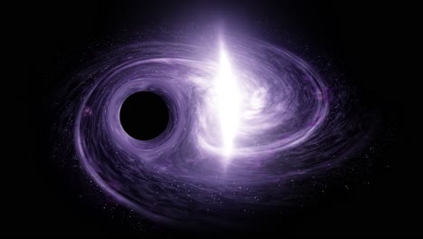 a super massive black hole passing by a giant galaxy bending time and space