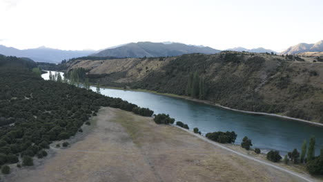 aerial drone fly over footage over deans bank, albert town, new zealand