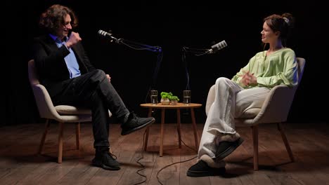 podcast interview session with two speakers