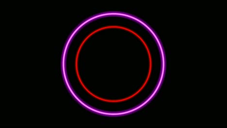 multiple color neon light circle border animation on black background