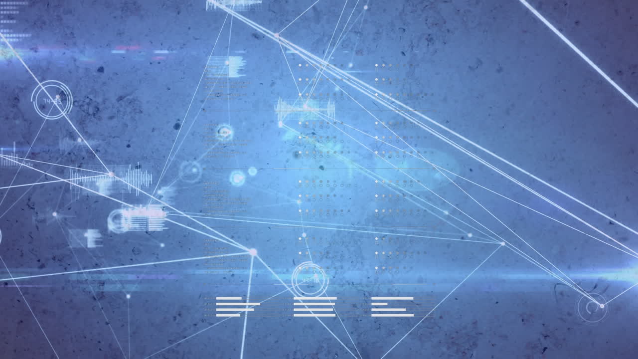 animación de redes de conexiones y procesamiento de datos sobre fondo negro