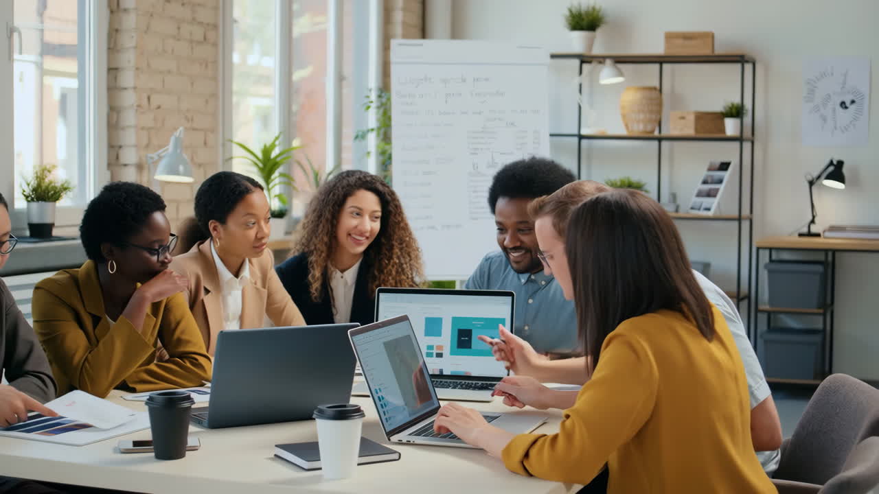 Diverse Business Team Collaborating in an Office Meeting