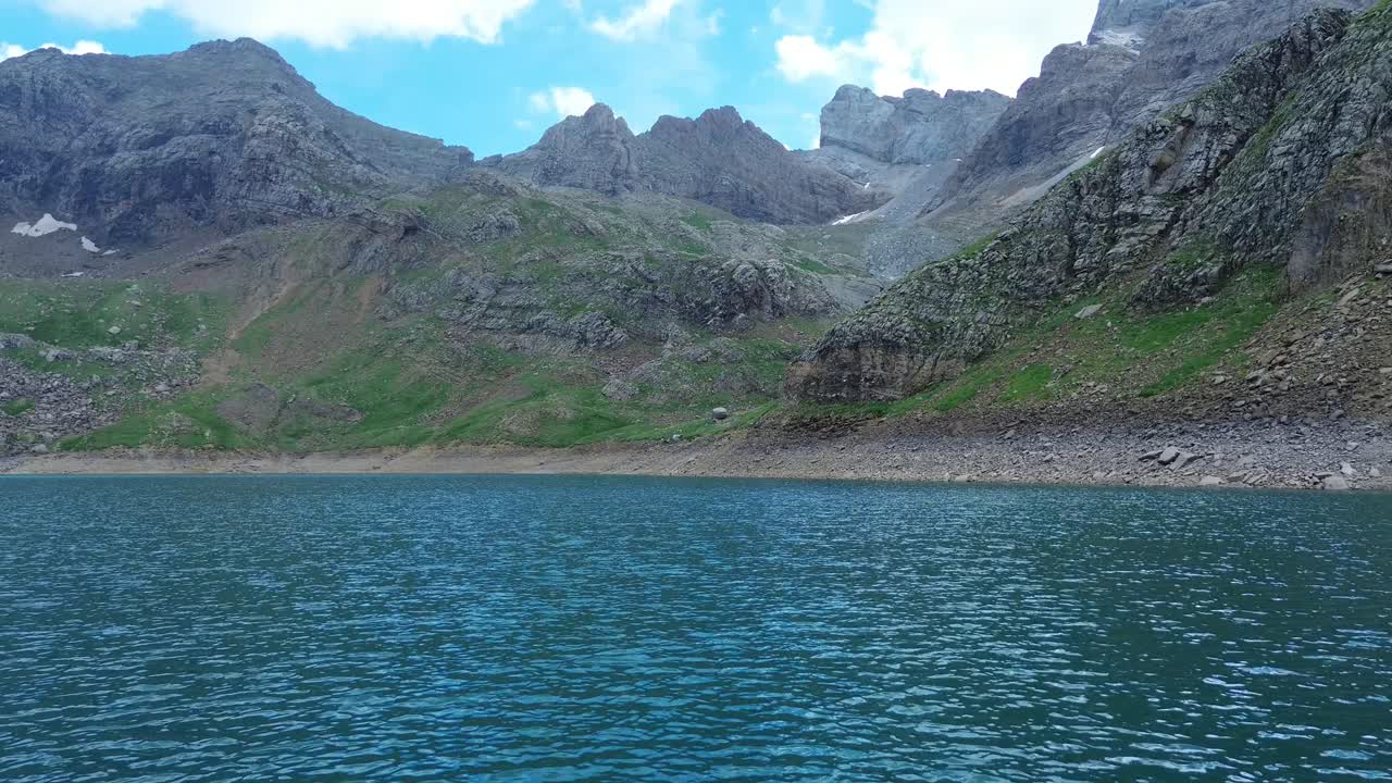 The landscape of Valle de Ip, near Canfranc, in Aragón, Spain, is characterised by its breathtaking mountain lake scenery