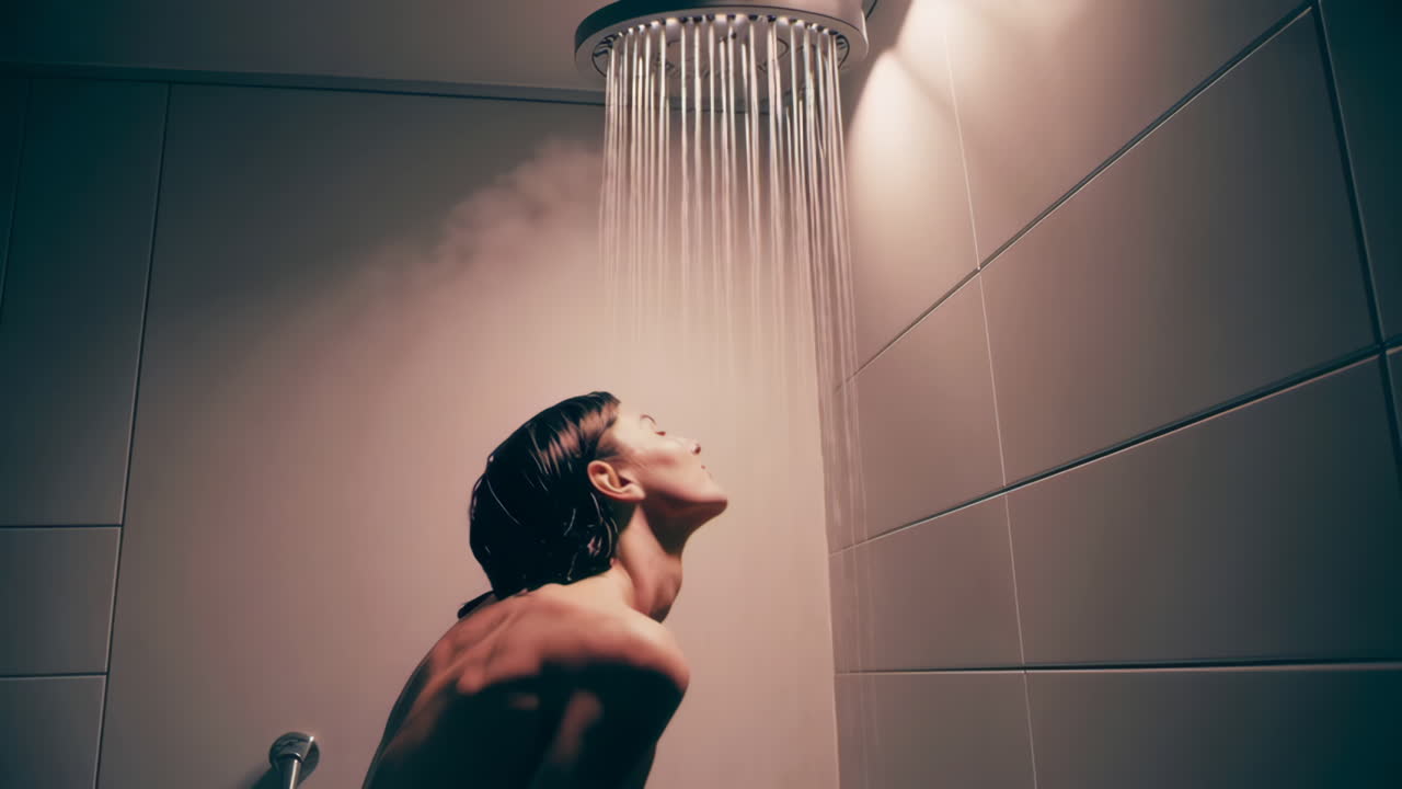 mujer disfrutando de una ducha