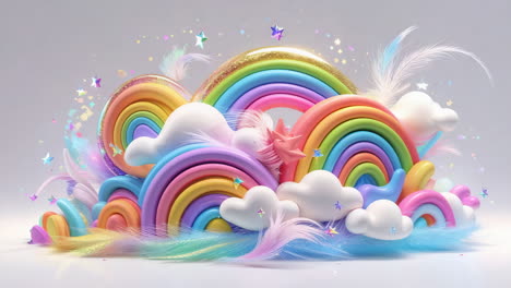 whimsical rainbow and cloud fantasy dreamscape