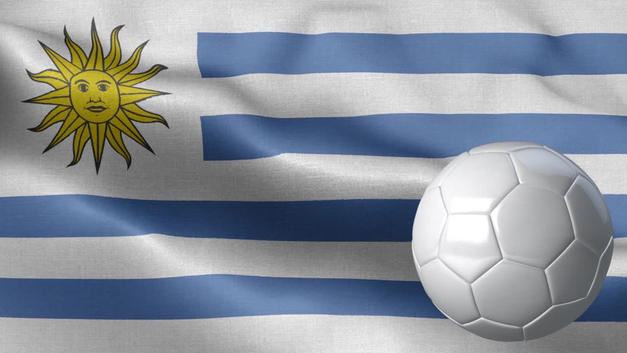 우루과이의 발과 축구공 - 우루와이 발 높은 세부 사항 - 축구공과 발