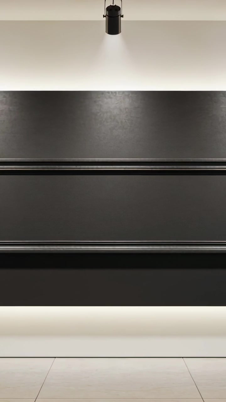 Vertical video: Recording black wall staying static in gallery with spotlight for archive