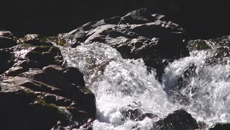 Close-upf-of-Backcountry-Vancouver-Island-Waterfall,-British-Columbia,-Canada