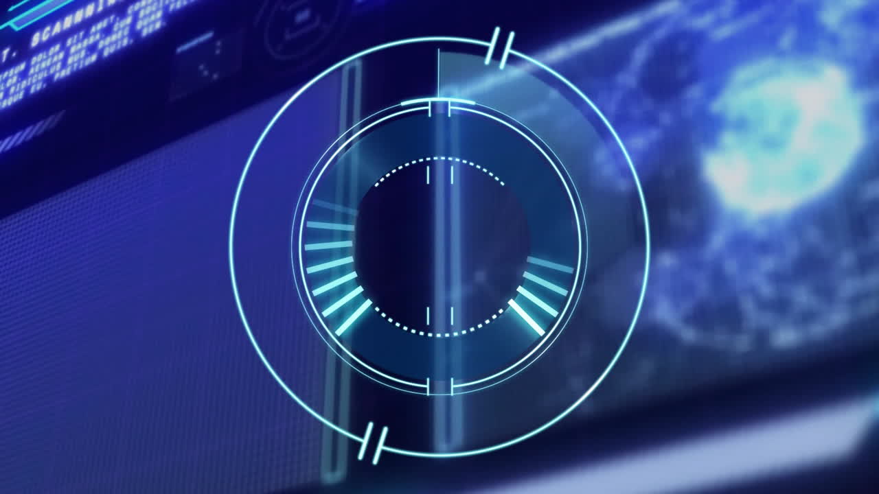 Animation of futuristic digital interface with circular graphics over line chart
