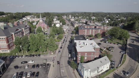 flying east over marlborough, massachusetts down town from the western end of main street