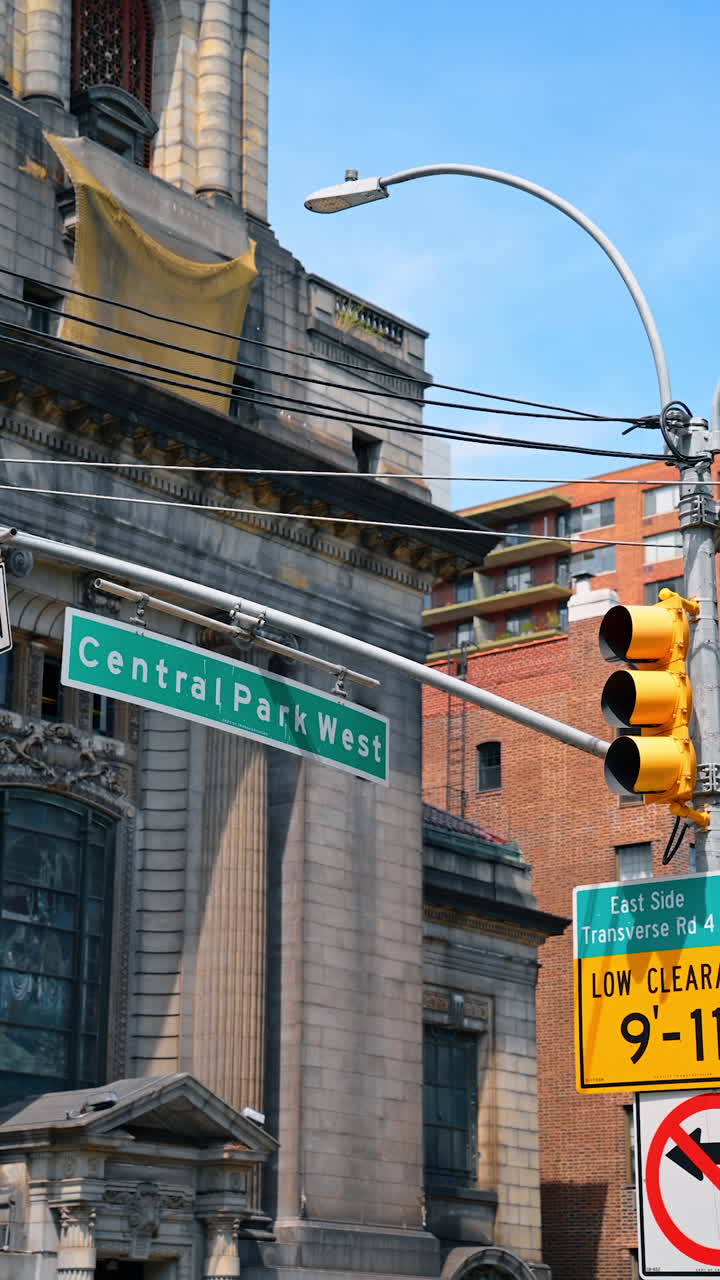 Close-up of Central Park West street sign in Manhattan