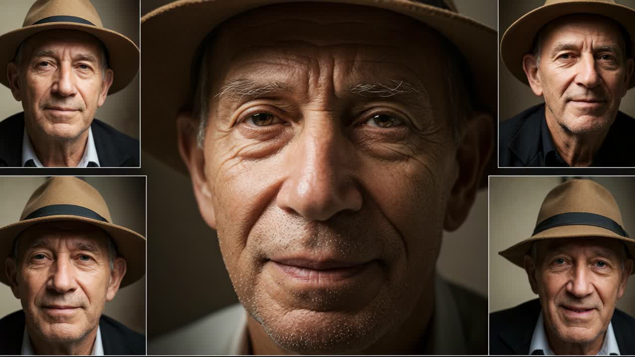 A Resilient Portrait Series Capturing the Essence of Maturity and Experience Through the Lens of Time with a Distinguished Man in a Classic Hat