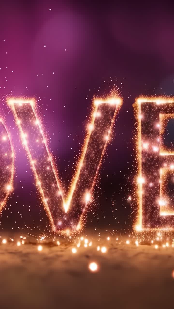 Captivating Sparkling Letters Forming the Word Love with Vibrant Colors and Magical Particles Creating an Enchanting Atmosphere in the Background