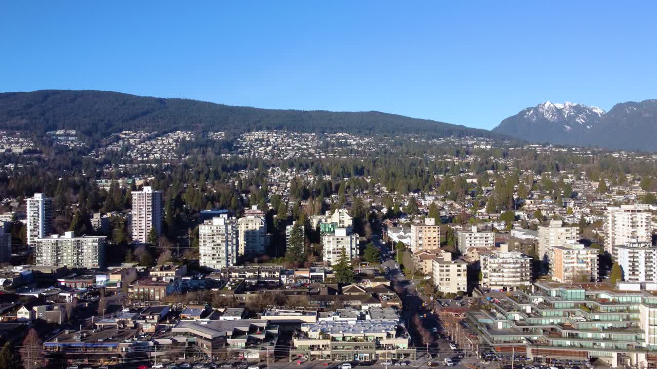 Aerial Side Panning Shot of North Vancouver, Canada