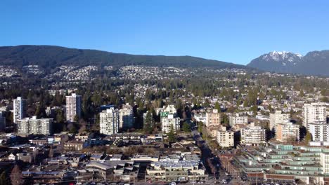 aerial side panning shot of north vancouver, canada