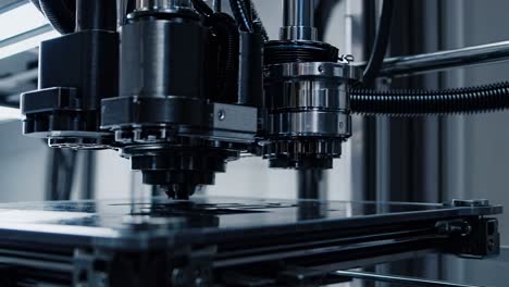 close-up view of an industrial 3d printing machine in a factory