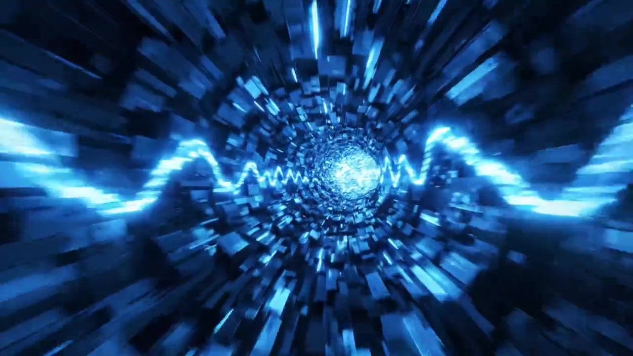 A Stunning Visual Journey Through A Hypnotic Blue Tunnel of Light and Motion, Capturing the Essence of Speed and Digital Energy in a Mesmerizing Display.
