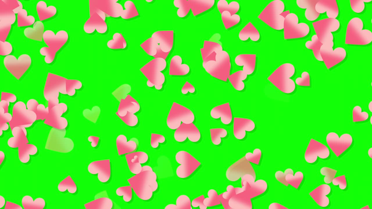 녹색 스크린과 분홍색 심장 움직임