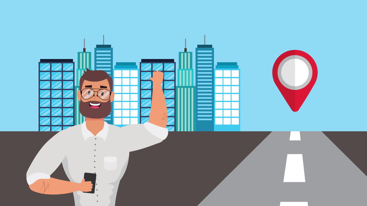 hombre de negocios usando teléfono inteligente en la ciudad