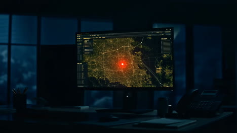 city map on computer monitor