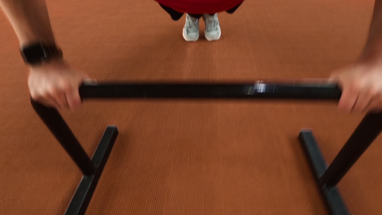 Fitness workout with parallel bars