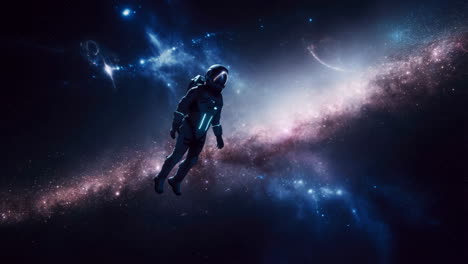 astronaut floating in a vibrant galaxy