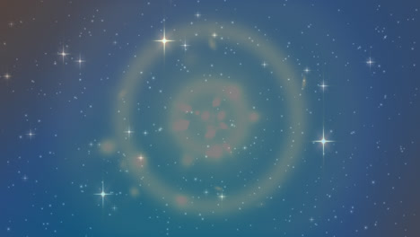 animation of christmas decoration with glowing stars and spinning circles