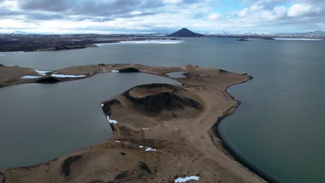 lake myvatn volcanic crater iceland ring road