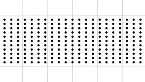 animación de puntos y cuadrados negros sobre fondo blanco
