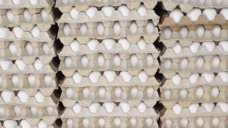 stack of white eggs in cartons