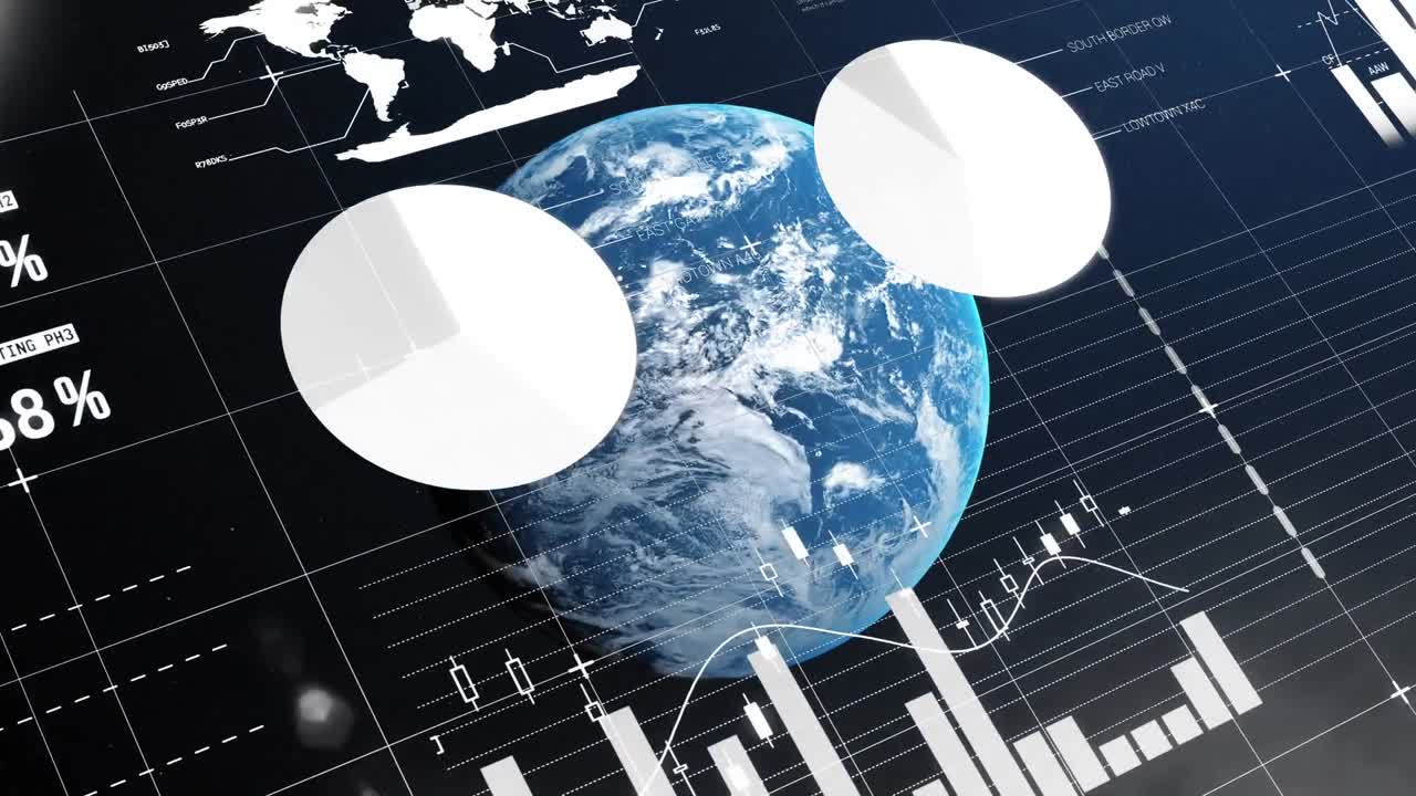 animación del procesamiento de datos y las estadísticas en todo el mundo