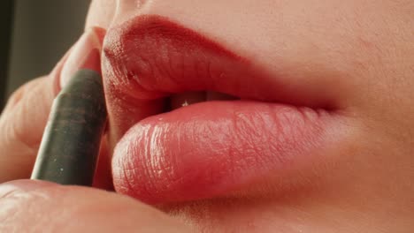 aplicando lápiz labial rojo