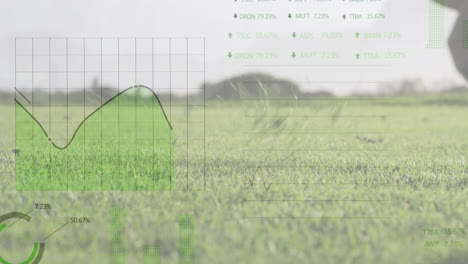 animation of digital data processing over golf ball being hit on golf course