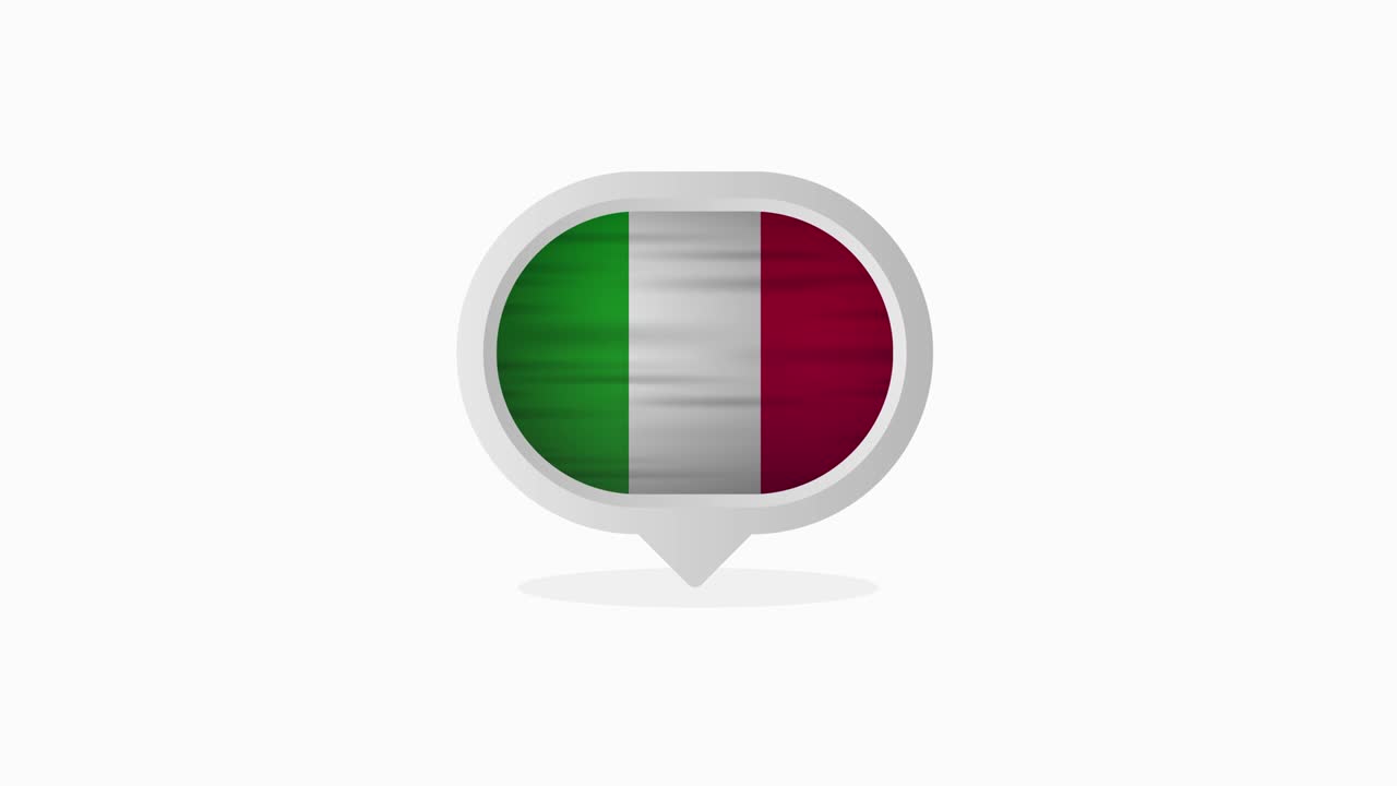 Italian flag realistic flag. Made in Iralian. Motion graphic.