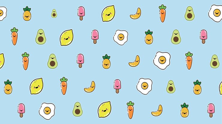 анимация разнообразных мультфильмов, плавающих на синем фоне