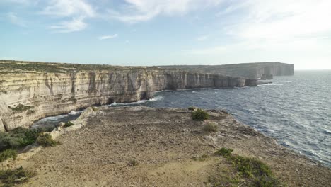 Plateau-near-Coastline-of-Mediterranean-Sea-with-Azure-Window-Remains-Visible-in-Background