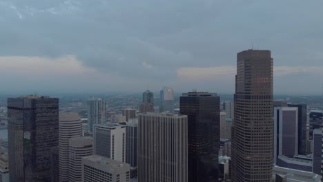 aerial settle over downtown denver at sunrise