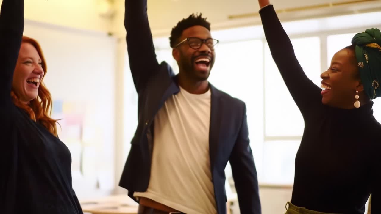 Three friends smile and engage in playful interaction during a casual meetup. The atmosphere is warm and inviting, filled with laughter and connection.