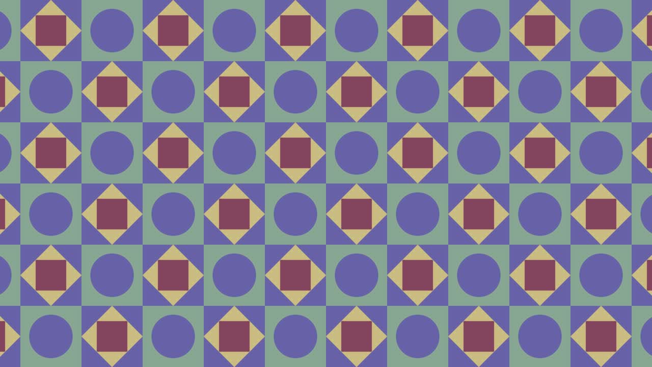 Geometric tiles in abstract seamless loop animated pattern. Abstract geometric mosaic with very peri violet elements. Endless motion graphic background in a flat design