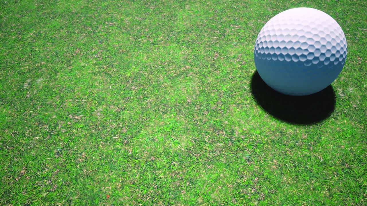 브랜드가 없는 골프 공이 골프 푸팅 그린에서 원활하게 굴러가는 클로즈업 뷰 - 루프 가능