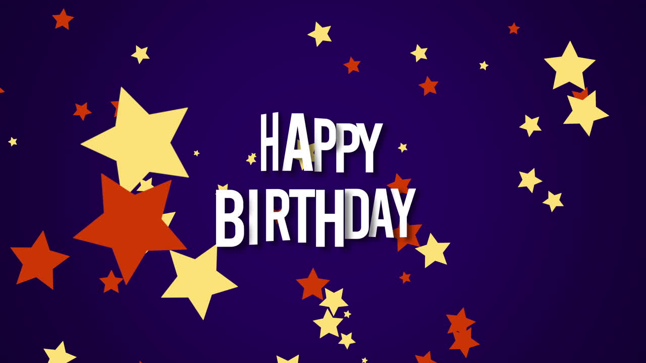 primer plano animado feliz cumpleaños texto sobre fondo de vacaciones 14