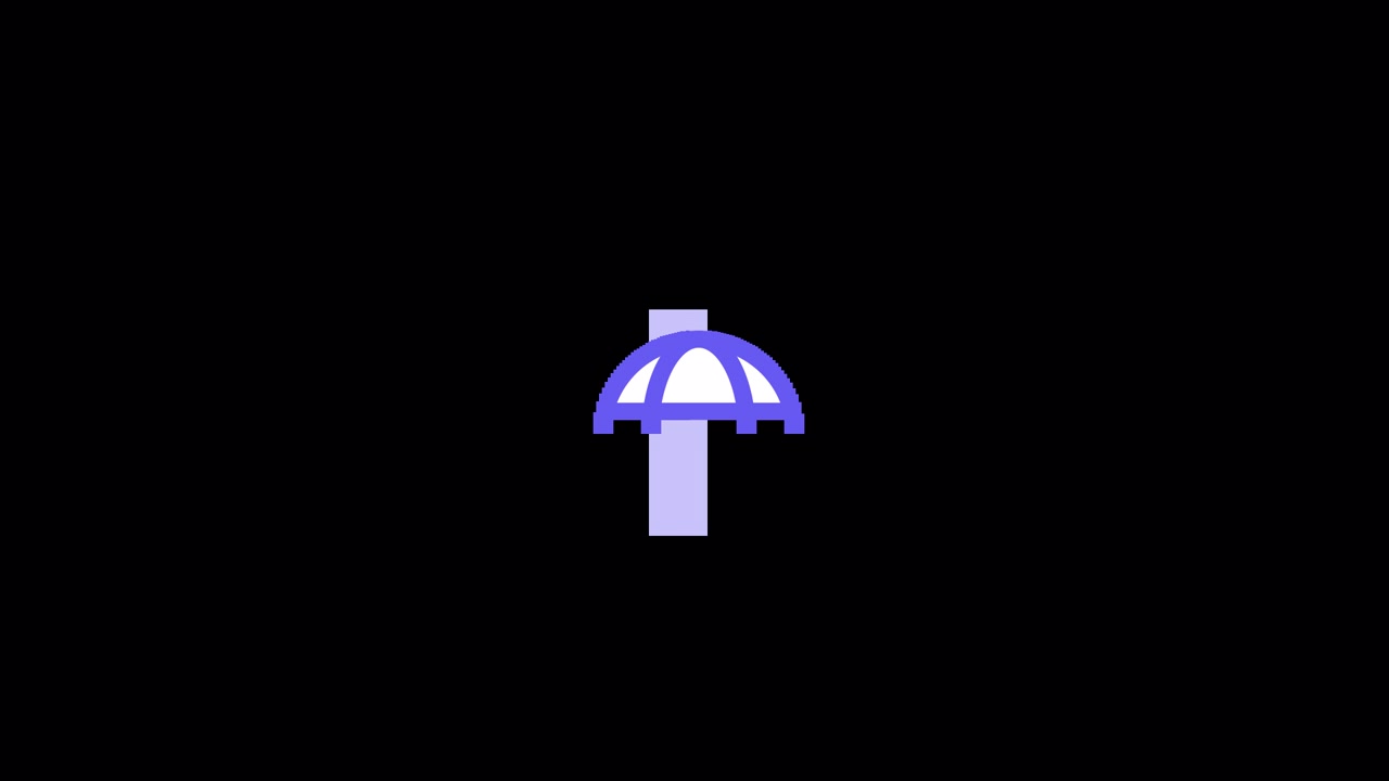 Minimalist Animated Umbrella Icon on Black Background