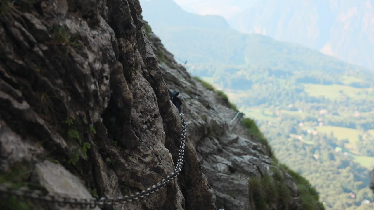 Mountain Climbing At Grigna Meridionale In Italy - Tracking Shot
