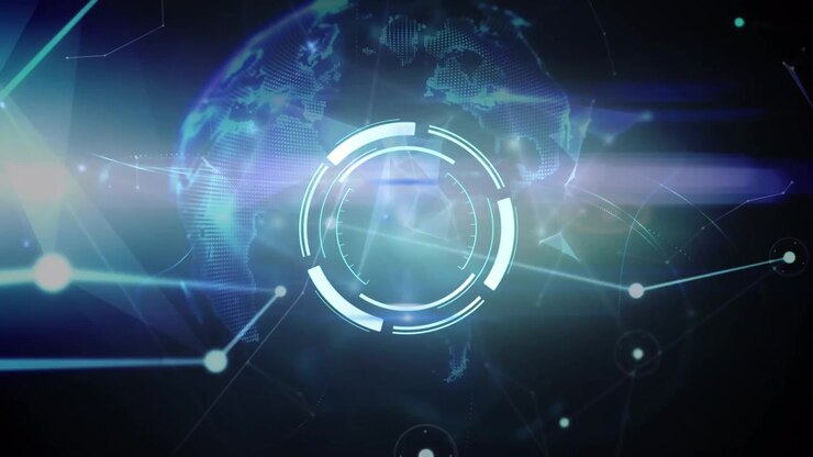 Animation of scope scanning and globe over network of connections
