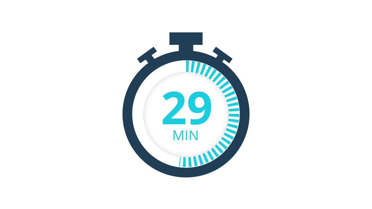 The 60 minutes, stopwatch icon. Stopwatch icon in flat style, timer on on color background. Motion graphics.