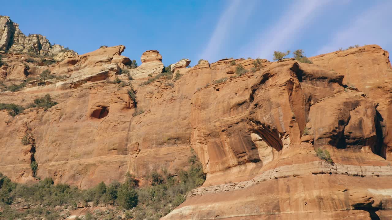 Slow pan along massive canyon wall in Arizona. 4K footage