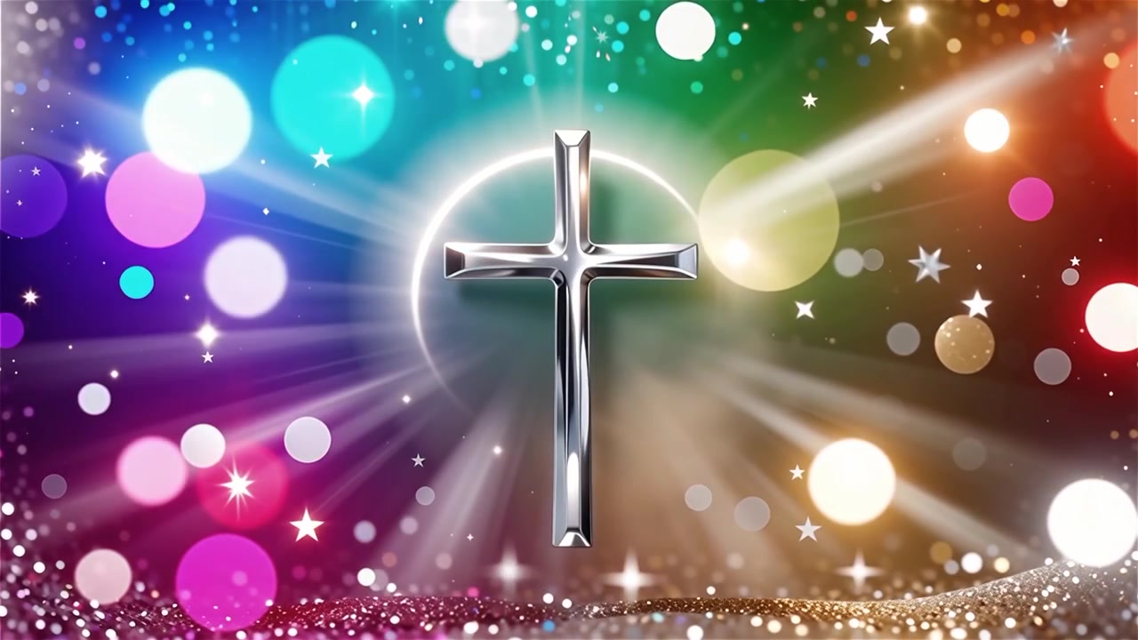 Cruz Cristiana con Luz Celestial, Fondo para Adoración.